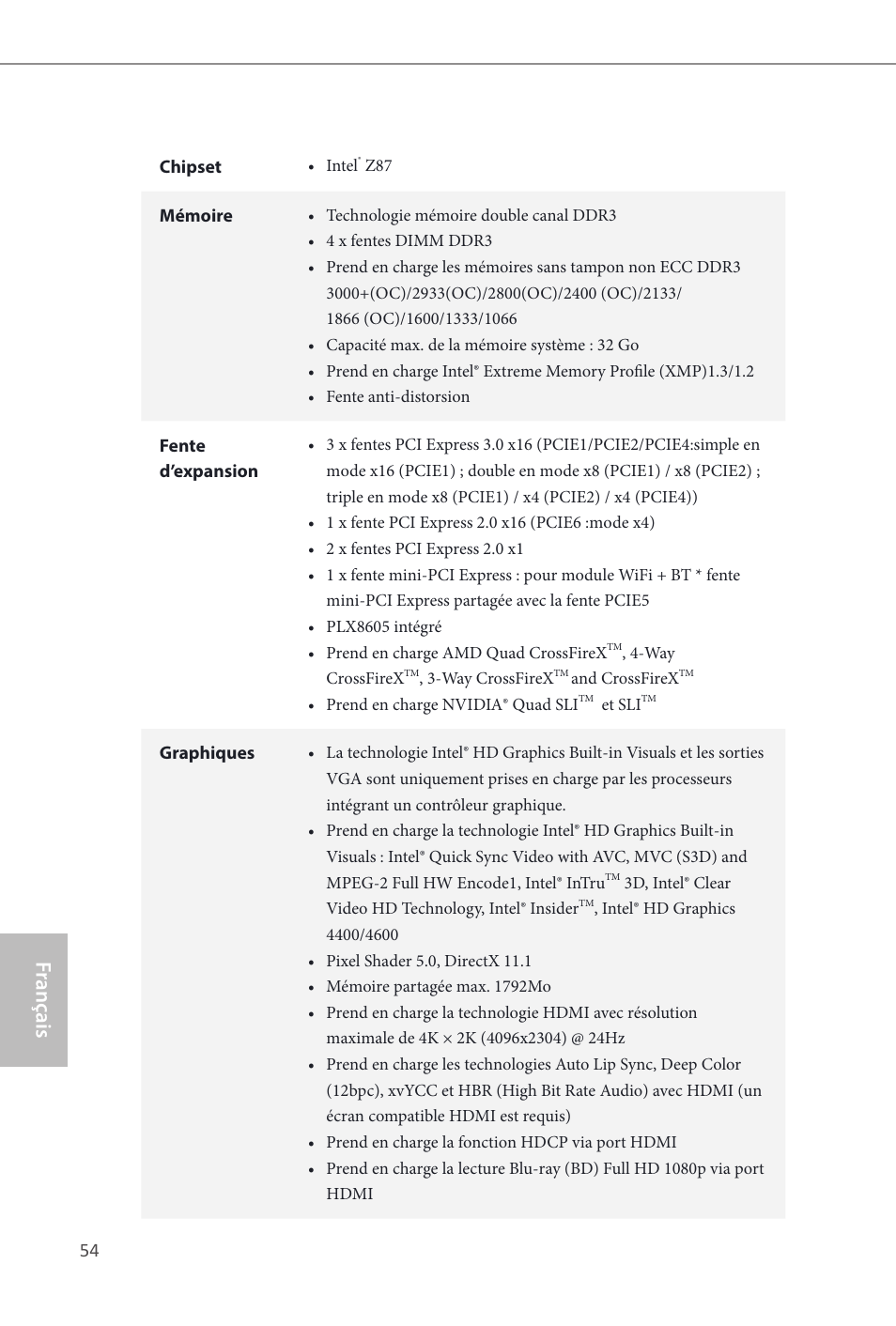 Fr ançais français | ASRock Z87 OC Formula__ac User Manual | Page 56 / 224