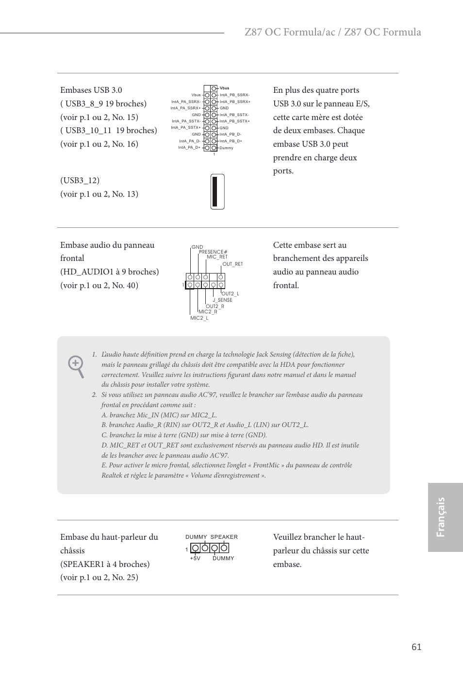 Fr ançais français, Z87 oc formula/ac / z87 oc formula | ASRock Z87 OC Formula__ac User Manual | Page 63 / 224