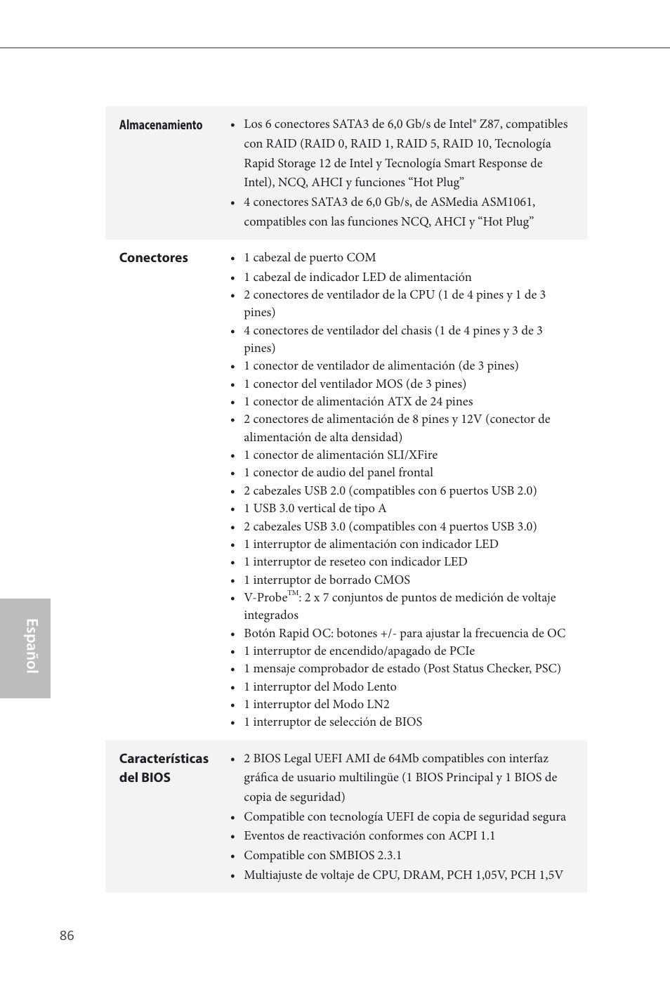 Español | ASRock Z87 OC Formula__ac User Manual | Page 88 / 224