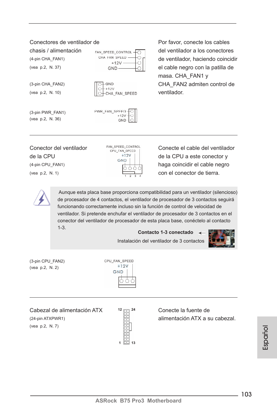 Español | ASRock B75 Pro3 User Manual | Page 103 / 205