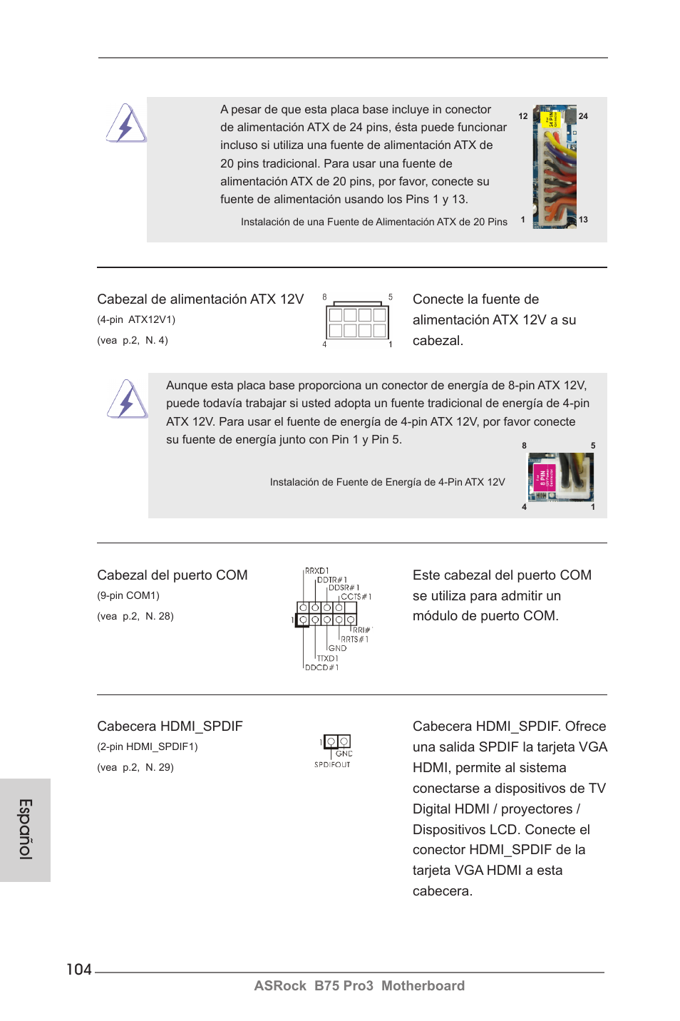 Español | ASRock B75 Pro3 User Manual | Page 104 / 205
