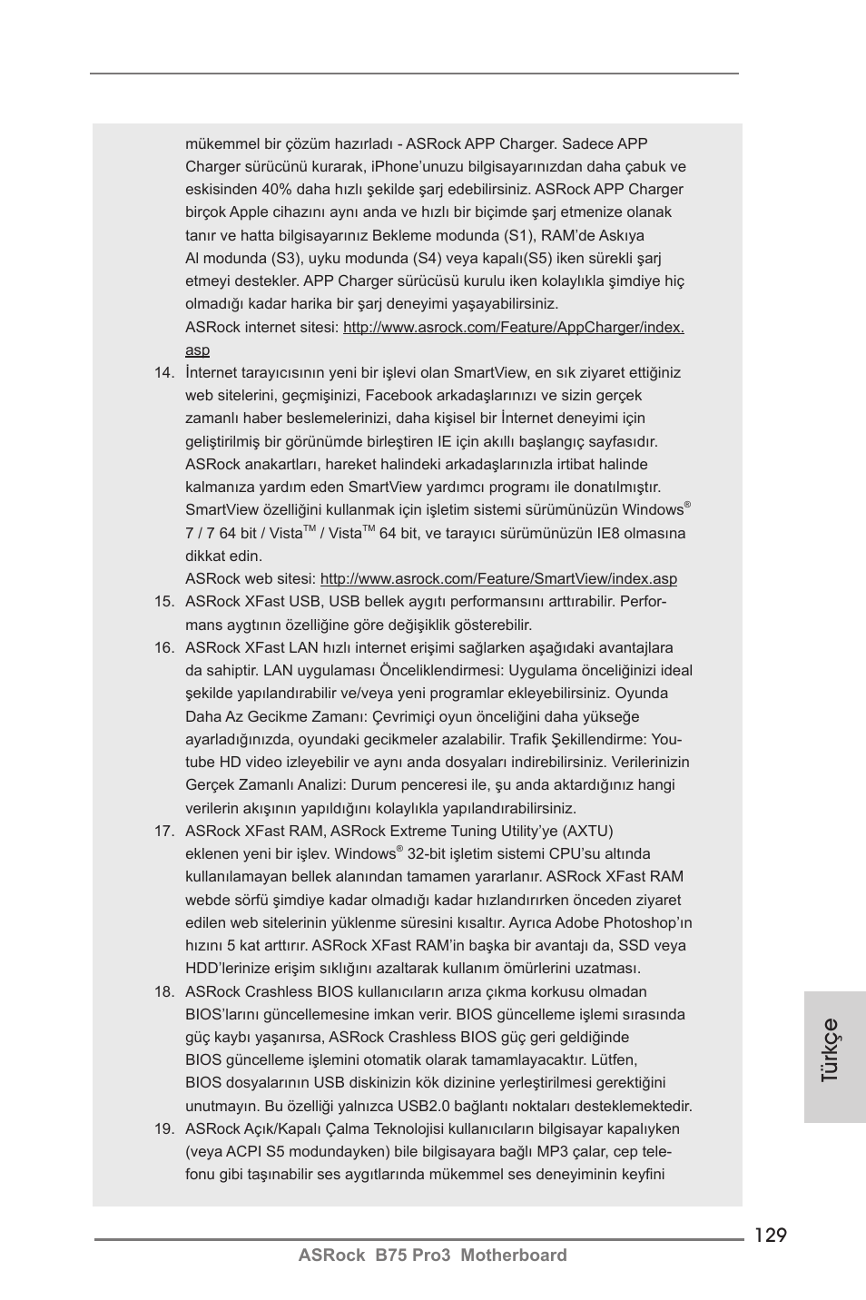 Türkçe | ASRock B75 Pro3 User Manual | Page 129 / 205