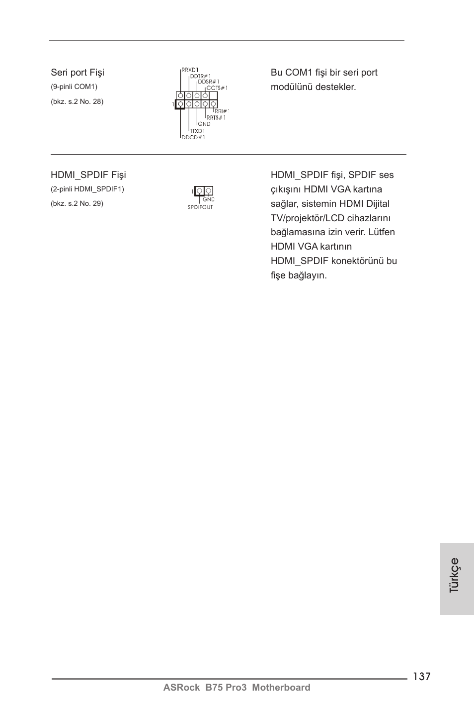 Türkçe | ASRock B75 Pro3 User Manual | Page 137 / 205