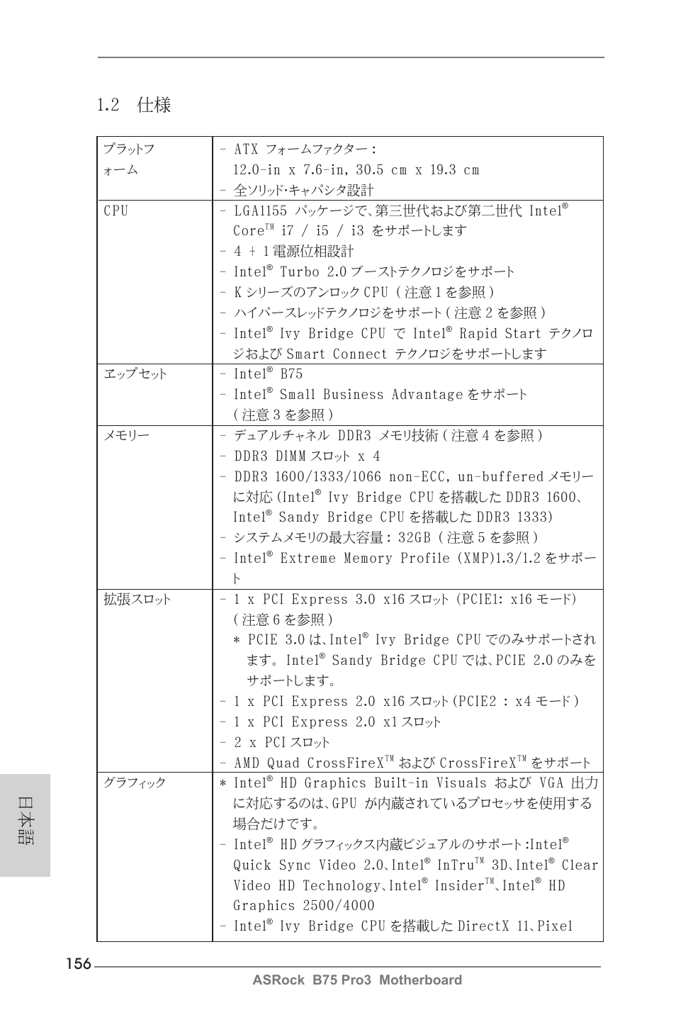 2 仕様 | ASRock B75 Pro3 User Manual | Page 156 / 205