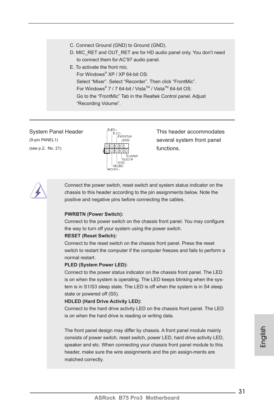 English | ASRock B75 Pro3 User Manual | Page 31 / 205