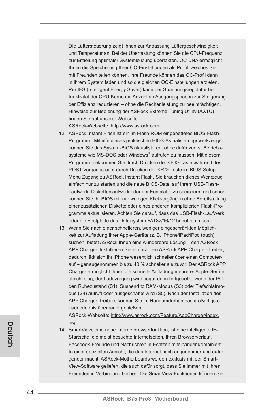 Deutsch | ASRock B75 Pro3 User Manual | Page 44 / 205