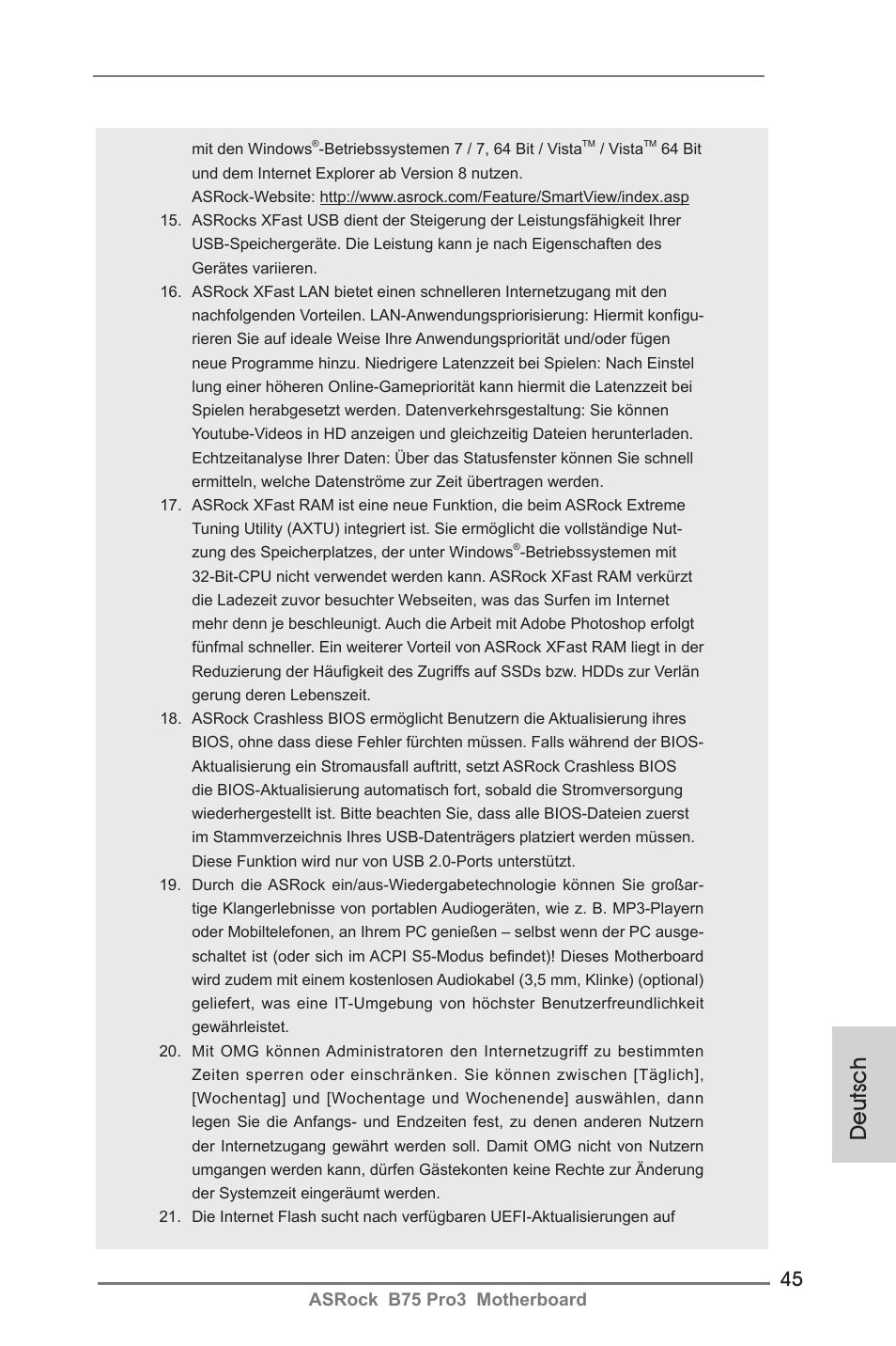 Deutsch | ASRock B75 Pro3 User Manual | Page 45 / 205