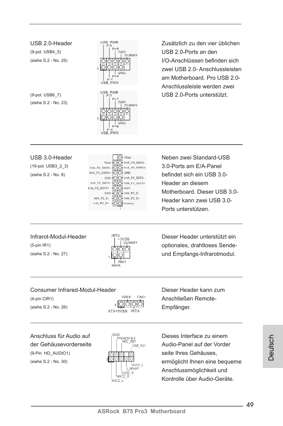 Deutsch | ASRock B75 Pro3 User Manual | Page 49 / 205