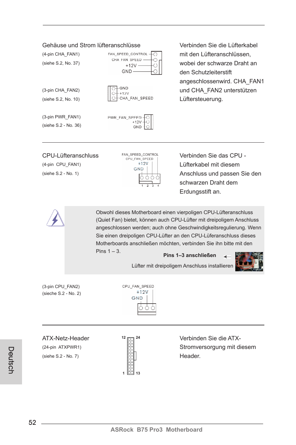 Deutsch | ASRock B75 Pro3 User Manual | Page 52 / 205