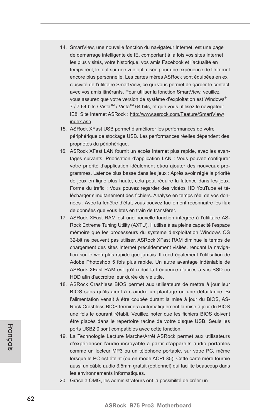 Français | ASRock B75 Pro3 User Manual | Page 62 / 205