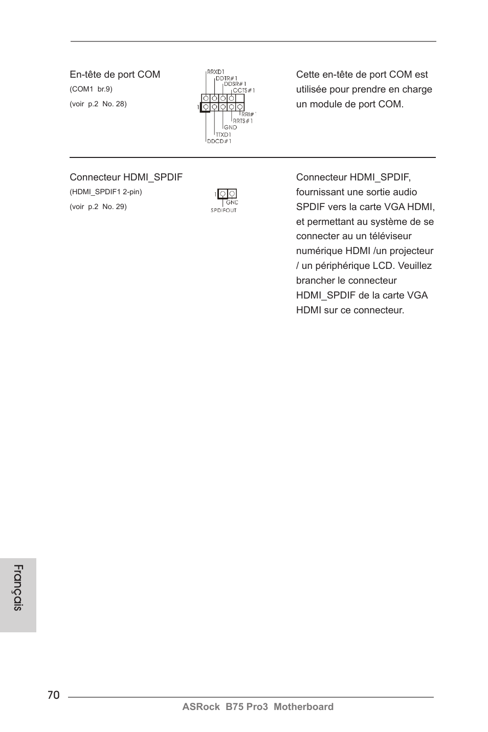 Français | ASRock B75 Pro3 User Manual | Page 70 / 205