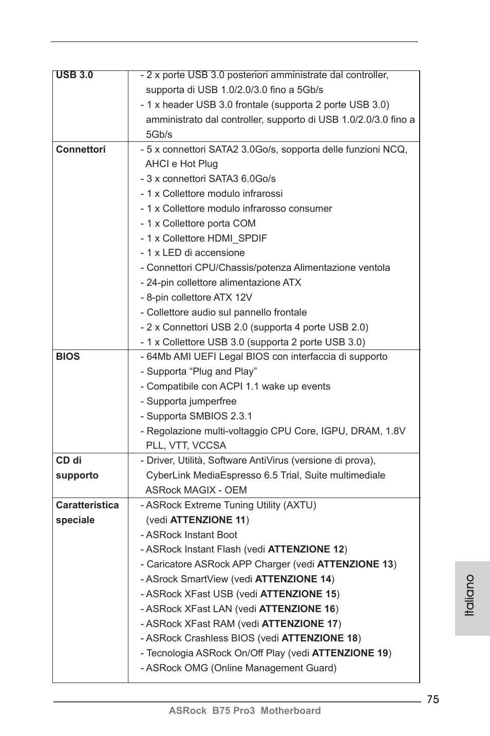 Italiano | ASRock B75 Pro3 User Manual | Page 75 / 205
