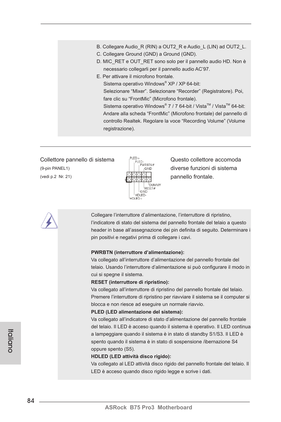 Italiano | ASRock B75 Pro3 User Manual | Page 84 / 205
