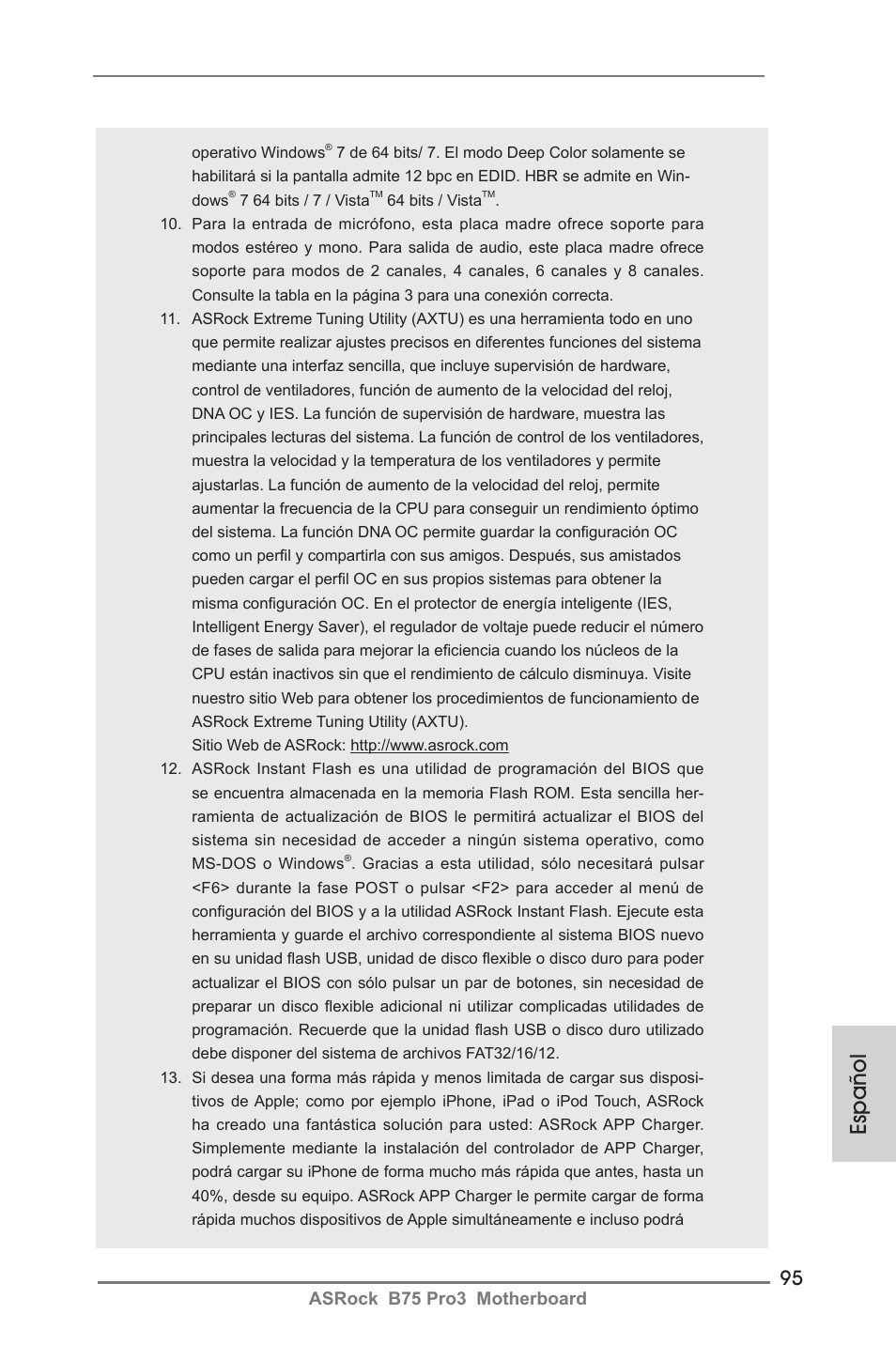 Español, Asrock b75 pro3 motherboard | ASRock B75 Pro3 User Manual | Page 95 / 205