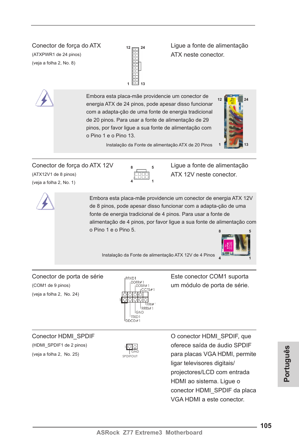 Português | ASRock Z77 Extreme3 User Manual | Page 105 / 169