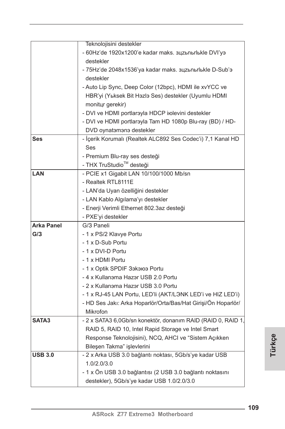 Türkçe | ASRock Z77 Extreme3 User Manual | Page 109 / 169