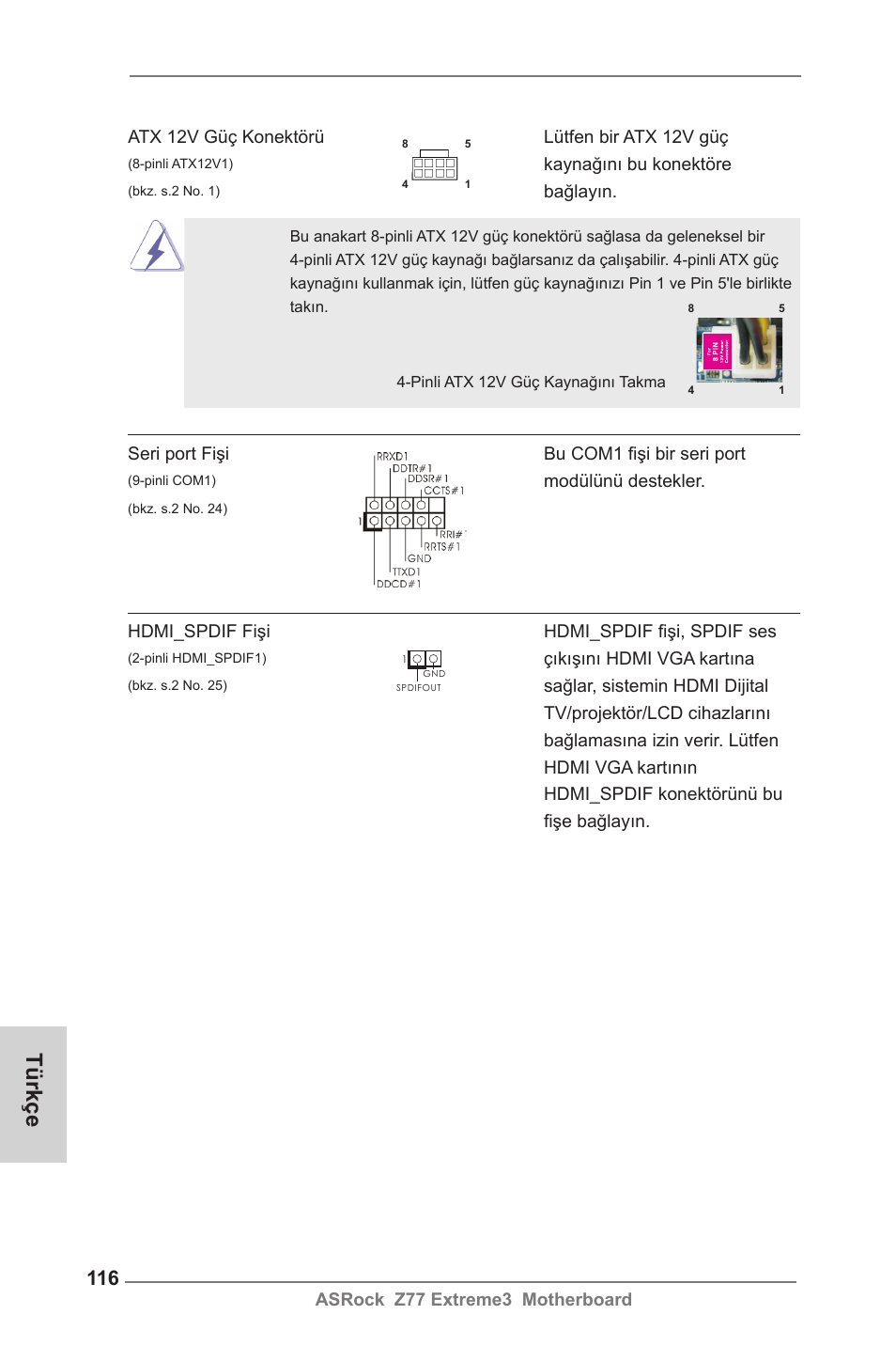 Türkçe | ASRock Z77 Extreme3 User Manual | Page 116 / 169