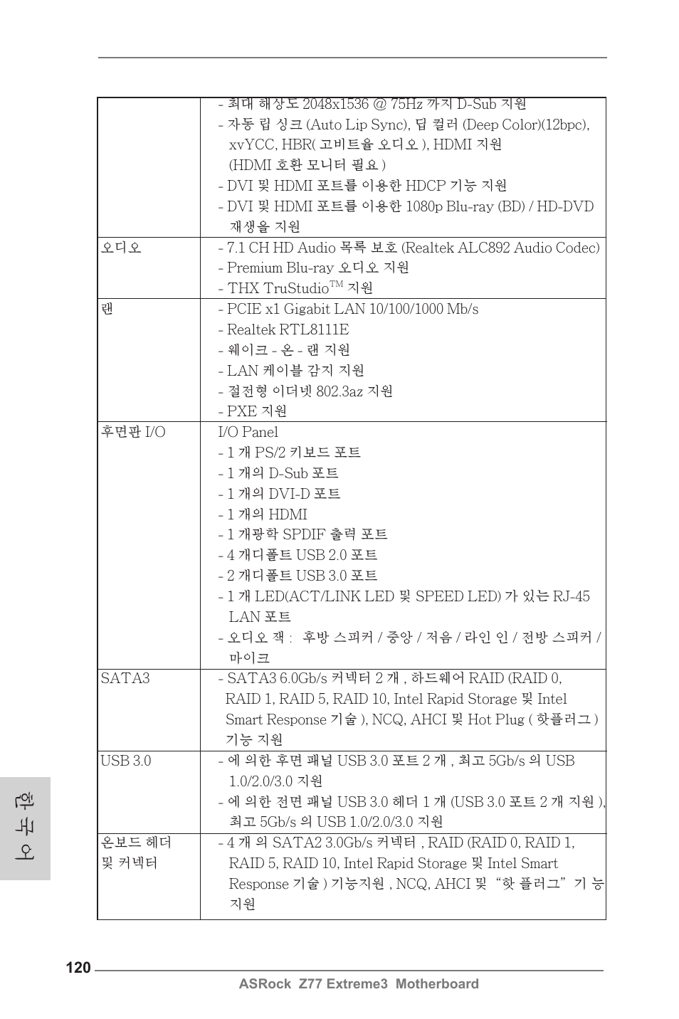 한 국 어 | ASRock Z77 Extreme3 User Manual | Page 120 / 169