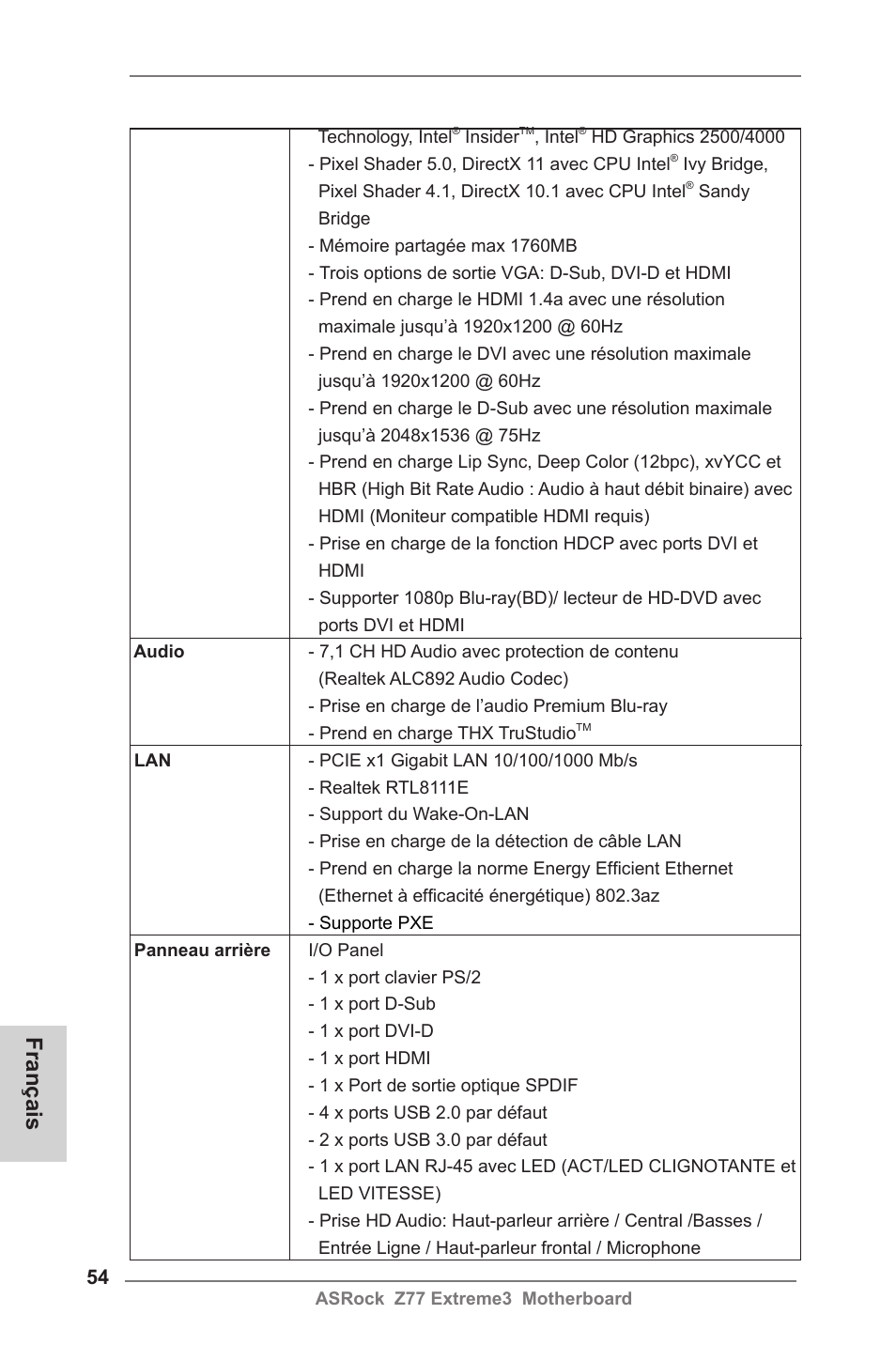 Français | ASRock Z77 Extreme3 User Manual | Page 54 / 169