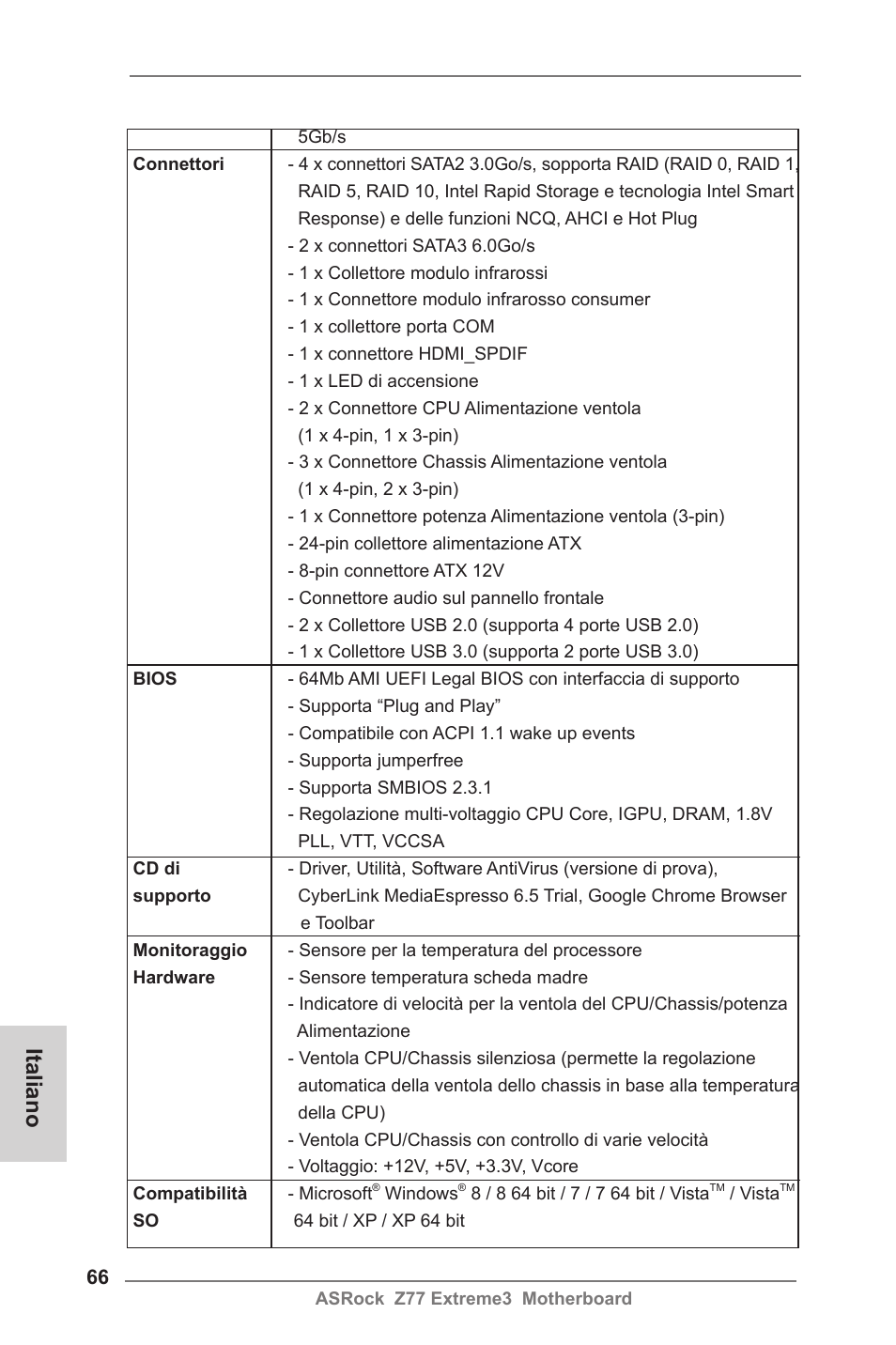 Italiano | ASRock Z77 Extreme3 User Manual | Page 66 / 169