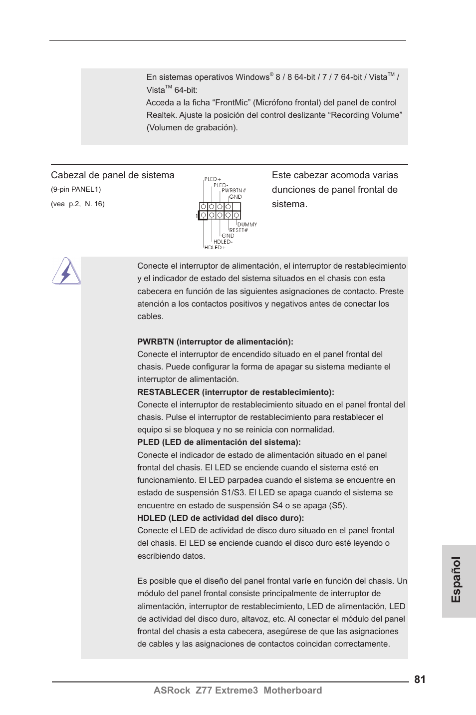 Español | ASRock Z77 Extreme3 User Manual | Page 81 / 169