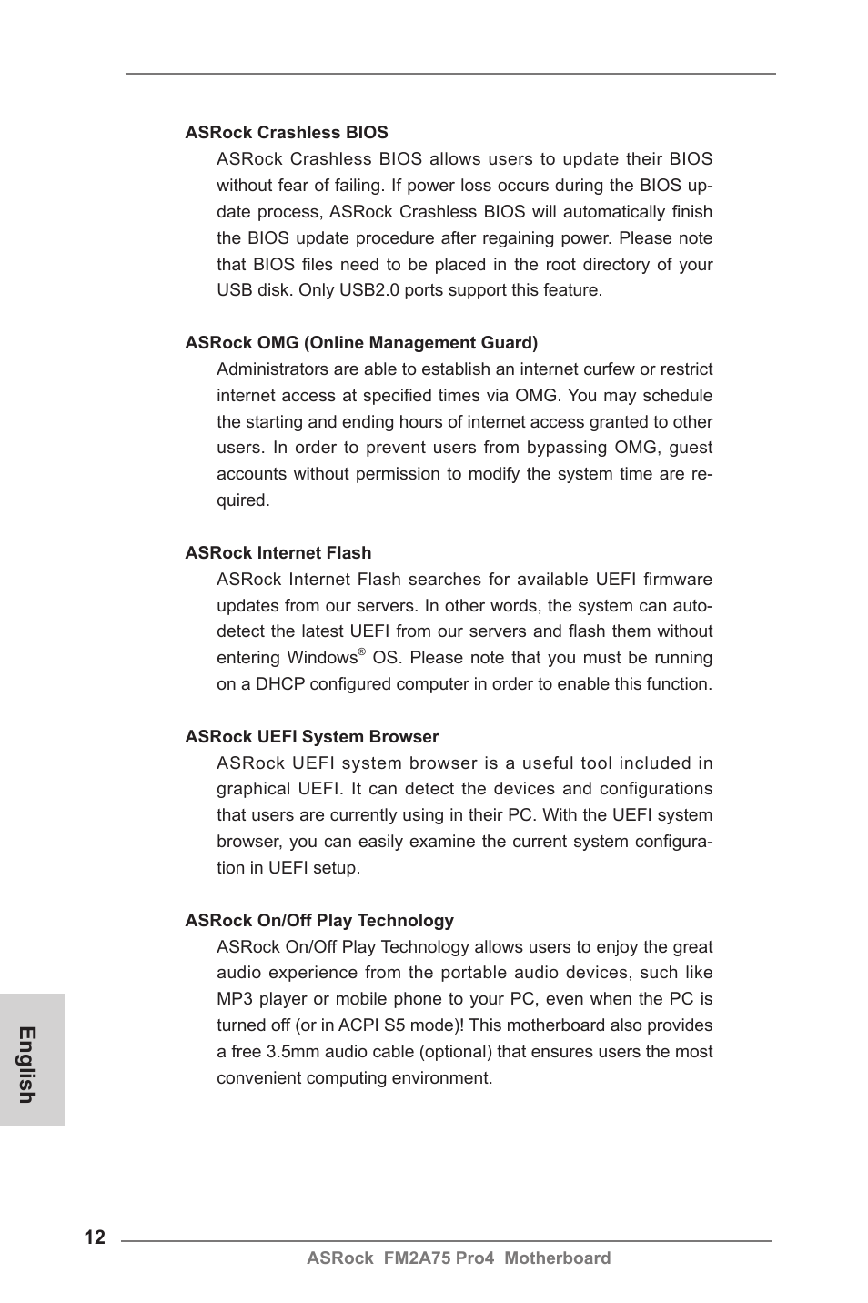 English | ASRock FM2A75 Pro4 User Manual | Page 12 / 171