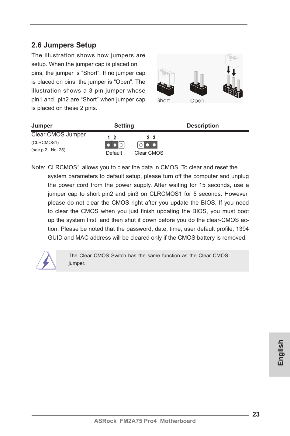 English 2.6 jumpers setup | ASRock FM2A75 Pro4 User Manual | Page 23 / 171