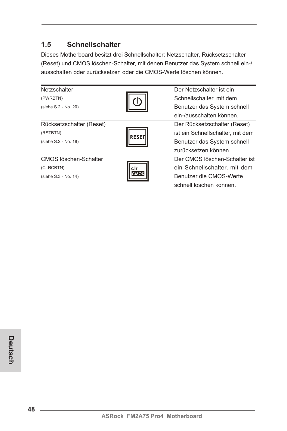 Deutsch 1.5 schnellschalter | ASRock FM2A75 Pro4 User Manual | Page 48 / 171