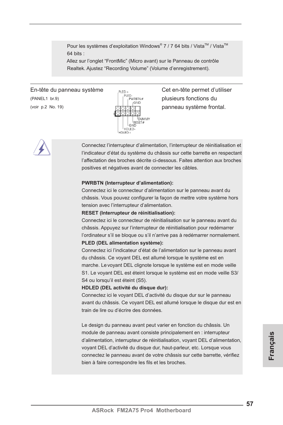Français | ASRock FM2A75 Pro4 User Manual | Page 57 / 171