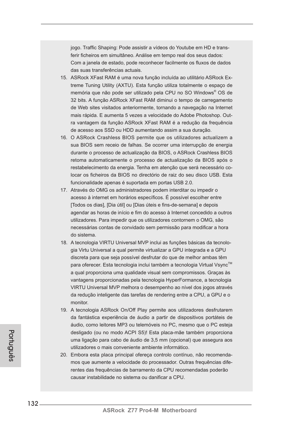 Por tuguês | ASRock Z77 Pro4-M User Manual | Page 132 / 230