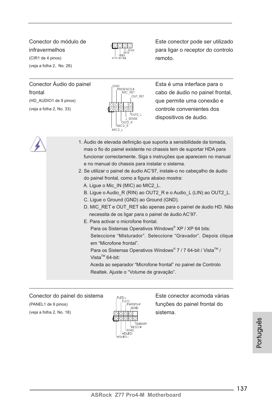 Por tuguês | ASRock Z77 Pro4-M User Manual | Page 137 / 230