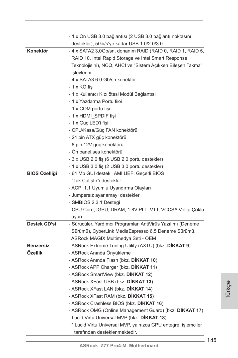 Türkçe | ASRock Z77 Pro4-M User Manual | Page 145 / 230