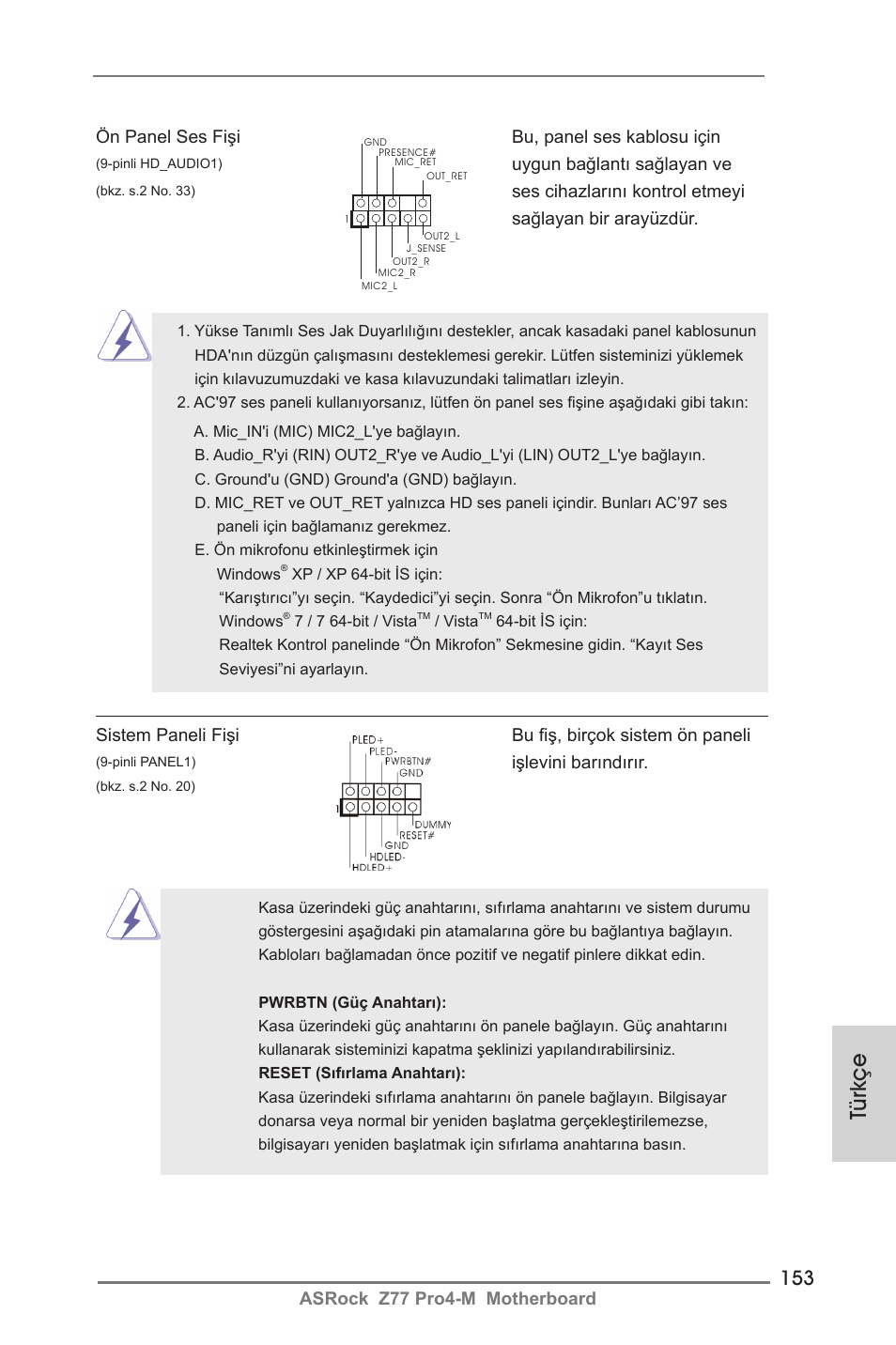 Türkçe | ASRock Z77 Pro4-M User Manual | Page 153 / 230