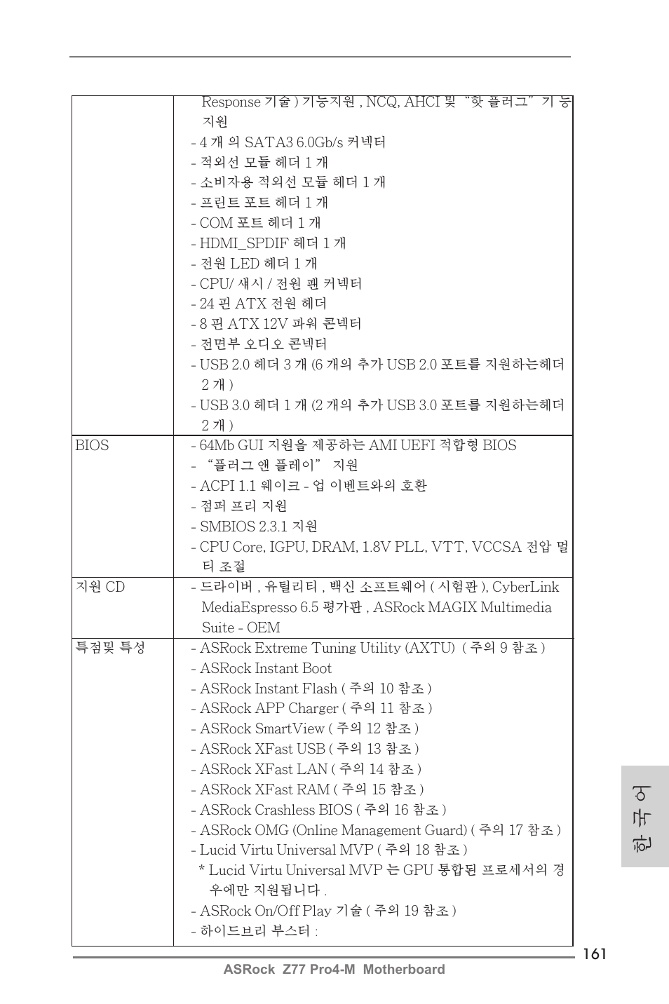 한 국 어 | ASRock Z77 Pro4-M User Manual | Page 161 / 230