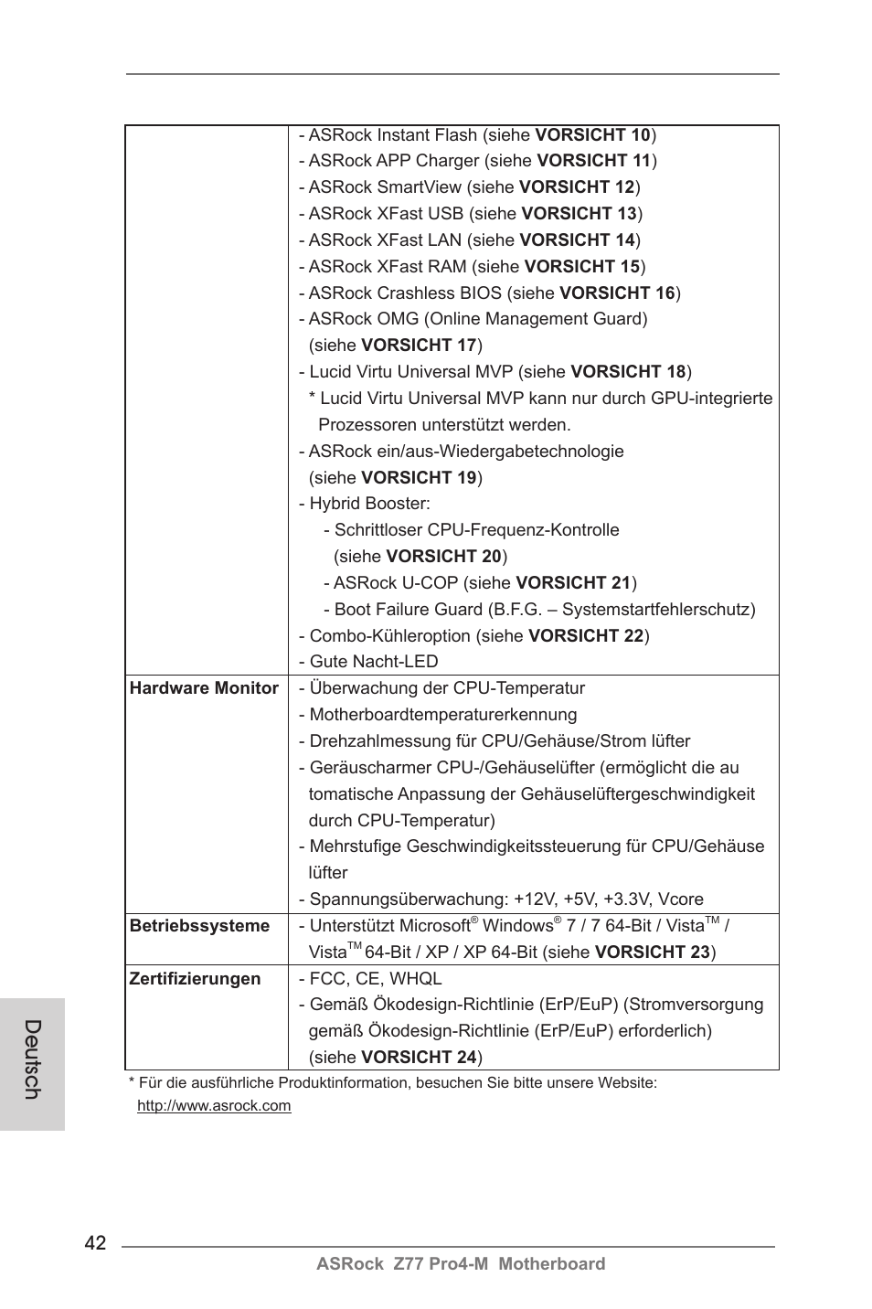 Deutsch | ASRock Z77 Pro4-M User Manual | Page 42 / 230