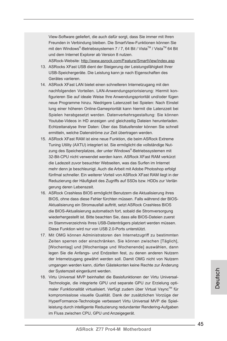 Deutsch, Asrock z77 pro4-m motherboard | ASRock Z77 Pro4-M User Manual | Page 45 / 230