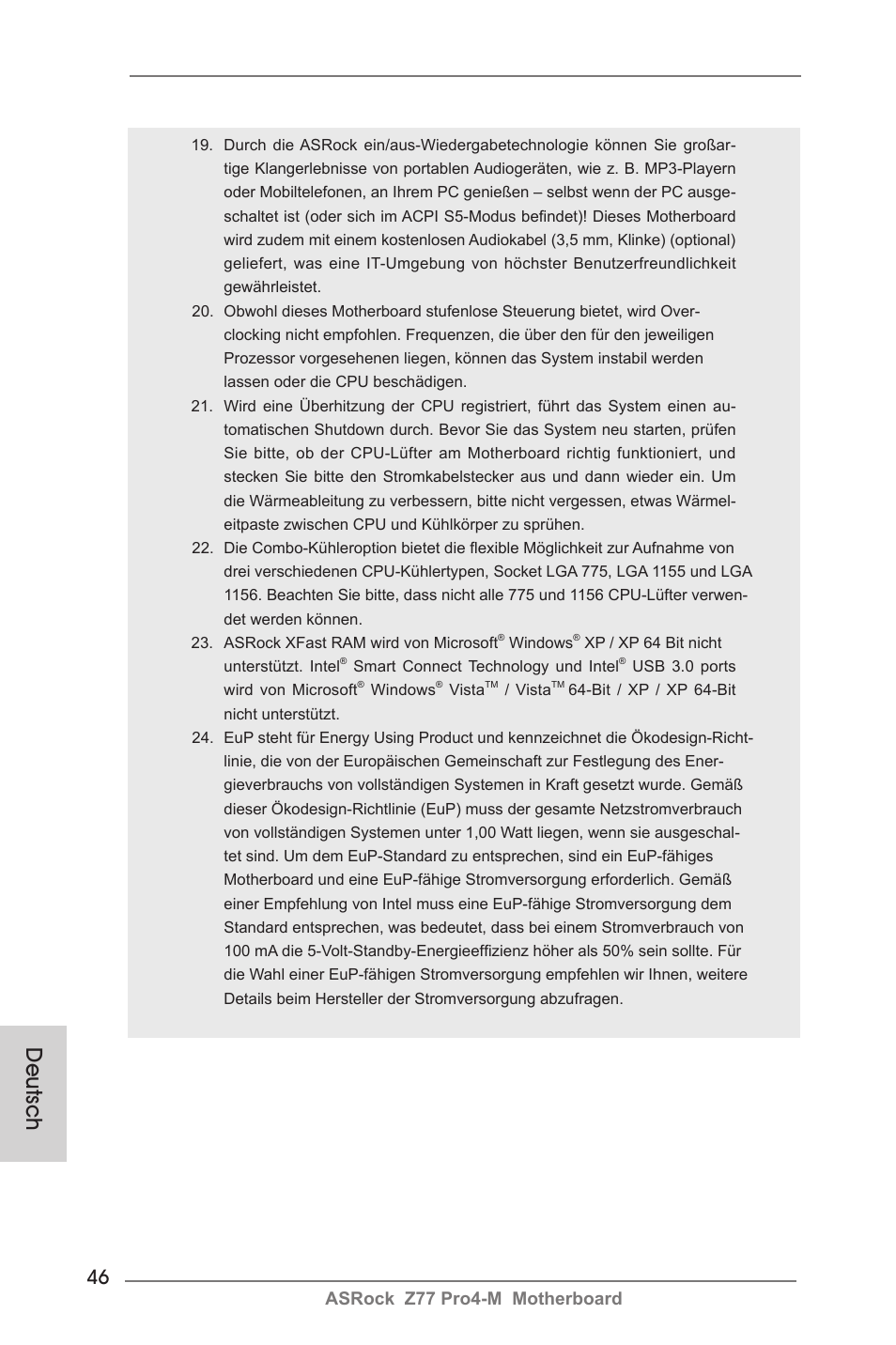 Deutsch, Asrock z77 pro4-m motherboard | ASRock Z77 Pro4-M User Manual | Page 46 / 230