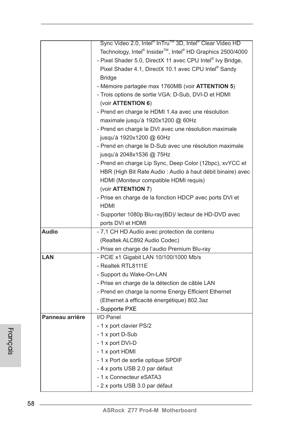 Français | ASRock Z77 Pro4-M User Manual | Page 58 / 230