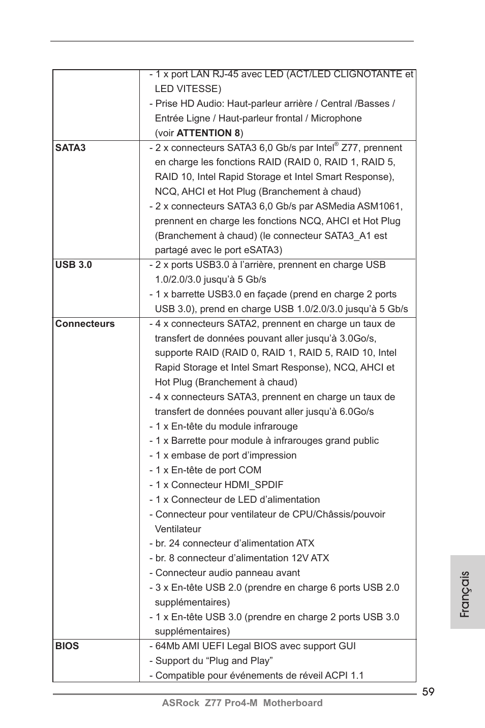 Français | ASRock Z77 Pro4-M User Manual | Page 59 / 230