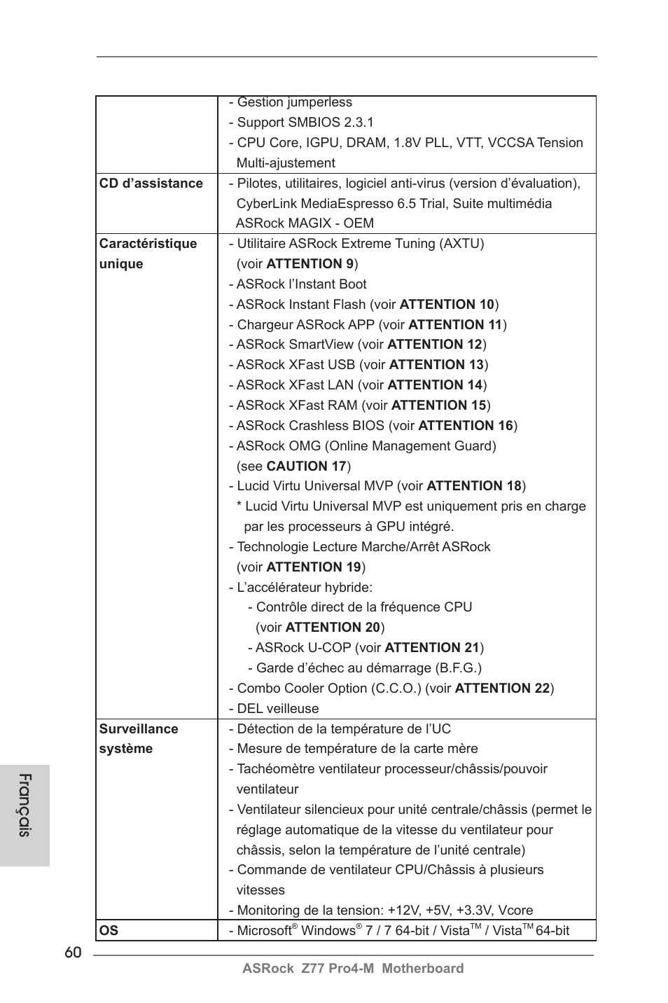 Français | ASRock Z77 Pro4-M User Manual | Page 60 / 230