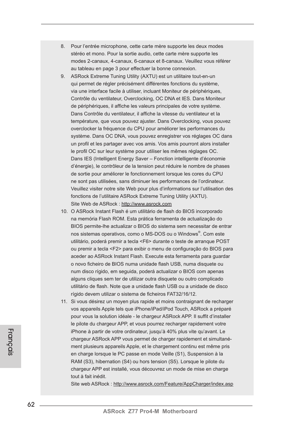 Français | ASRock Z77 Pro4-M User Manual | Page 62 / 230