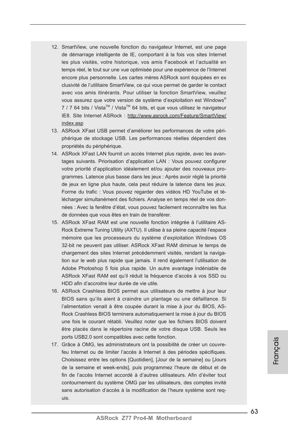 Français | ASRock Z77 Pro4-M User Manual | Page 63 / 230