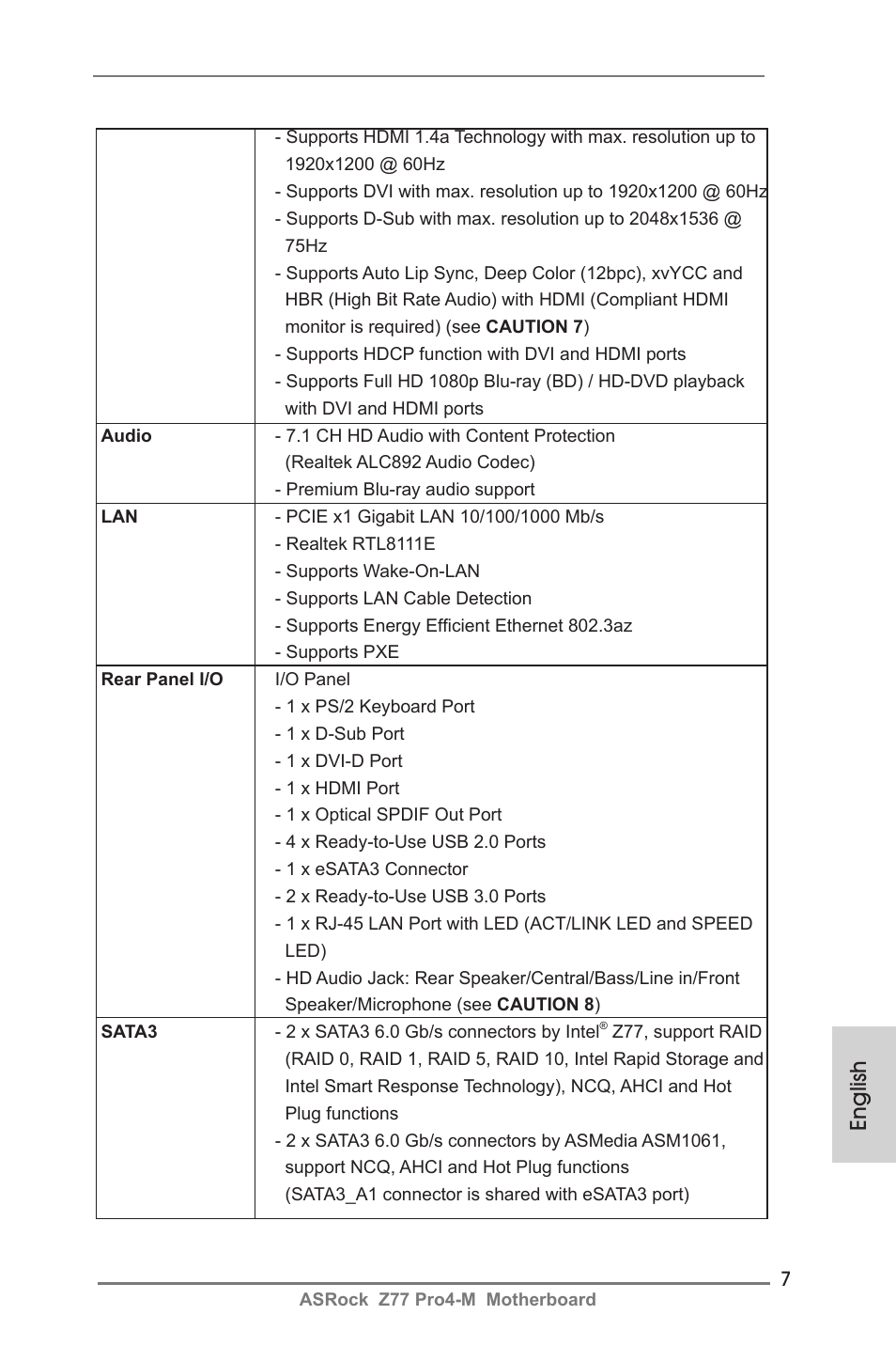 English | ASRock Z77 Pro4-M User Manual | Page 7 / 230