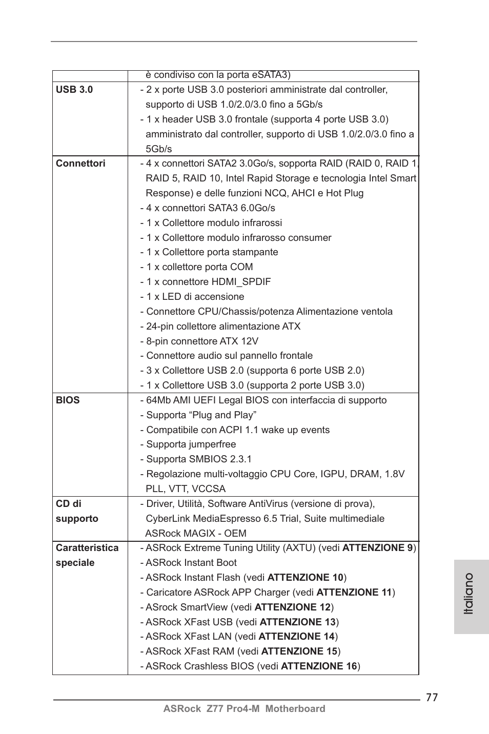 Italiano | ASRock Z77 Pro4-M User Manual | Page 77 / 230