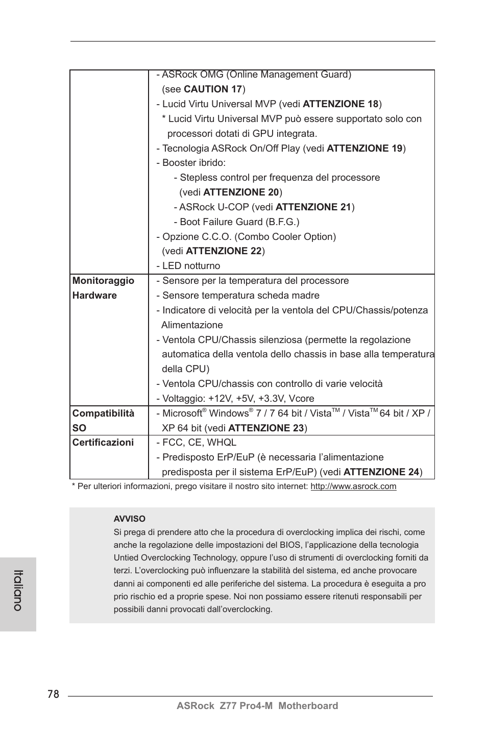 Italiano | ASRock Z77 Pro4-M User Manual | Page 78 / 230