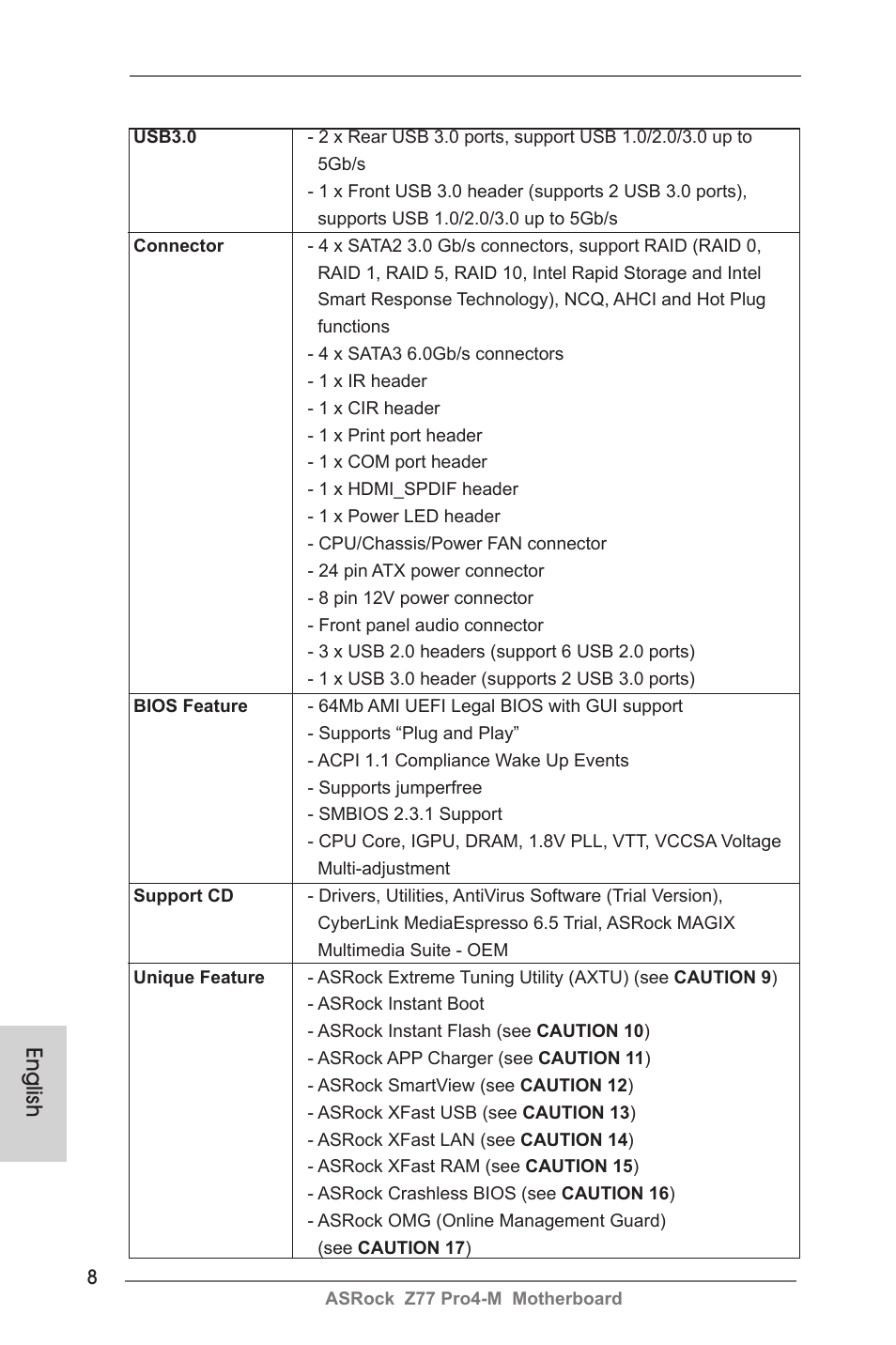 English | ASRock Z77 Pro4-M User Manual | Page 8 / 230