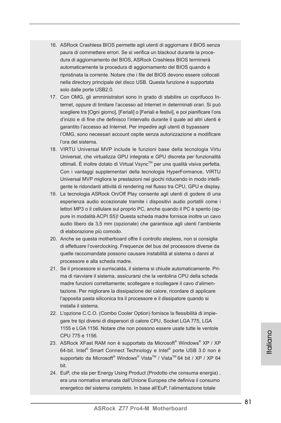 Italiano, Asrock z77 pro4-m motherboard | ASRock Z77 Pro4-M User Manual | Page 81 / 230