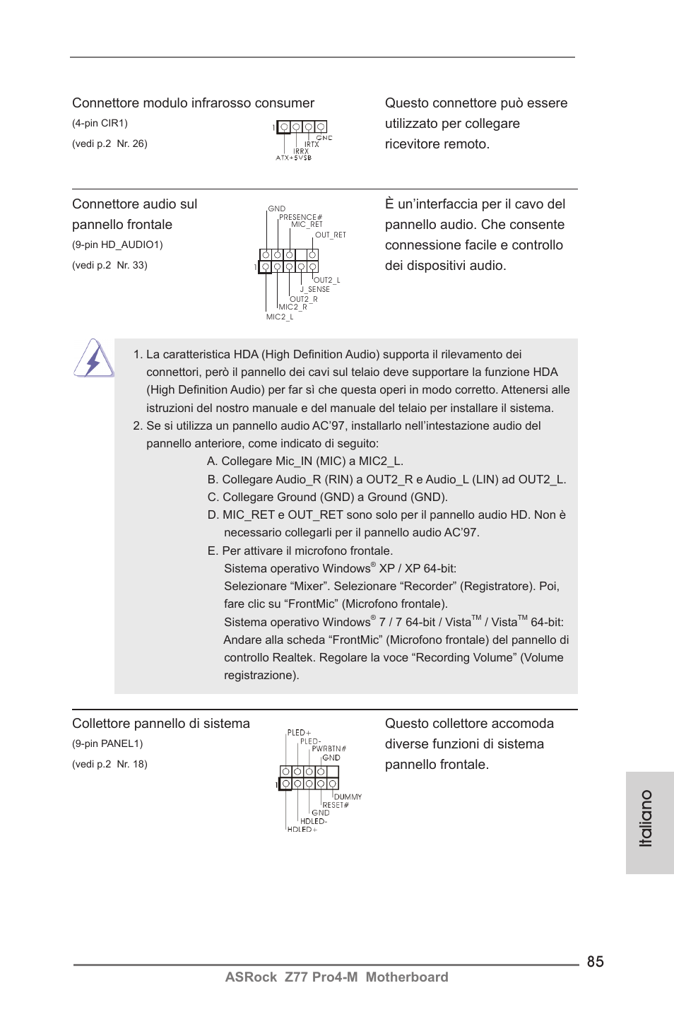 Italiano | ASRock Z77 Pro4-M User Manual | Page 85 / 230