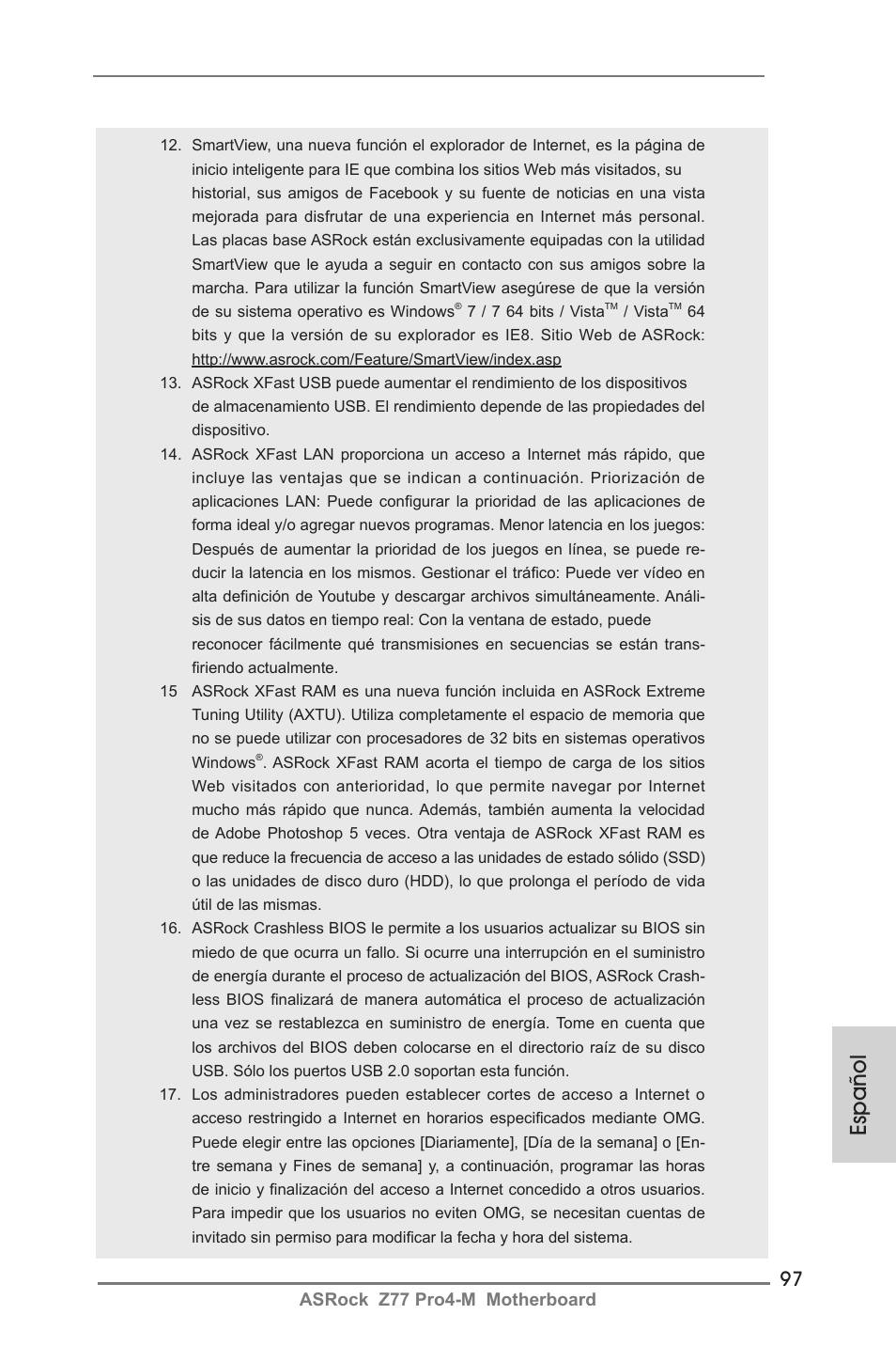 Español | ASRock Z77 Pro4-M User Manual | Page 97 / 230