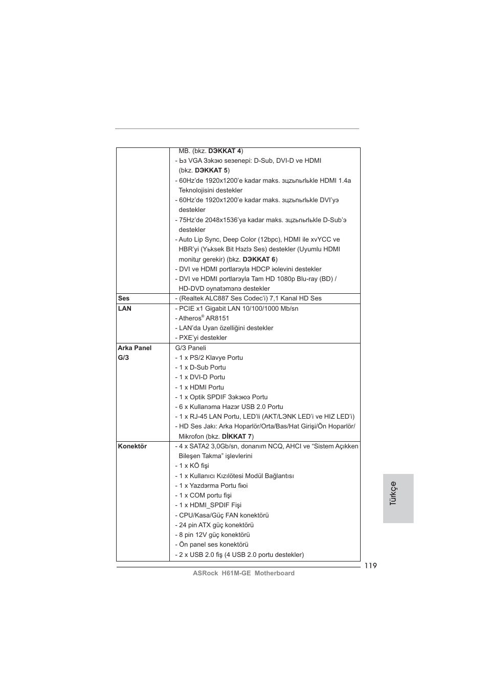 Türkçe | ASRock H61M-GE User Manual | Page 119 / 181